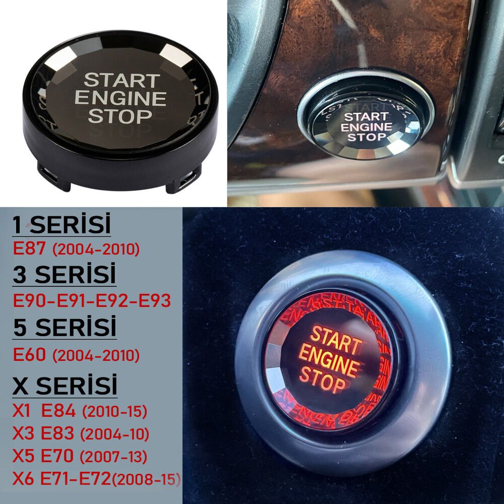 BMW SİYAH KRİSTAL START BUTONU E87 E60 E90 E92 X3 X5