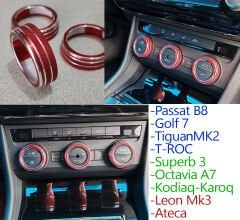 Kırmızı Alüminyum Klima Tuş Seti PASSAT GOLF TIGUAN SUPERB OCTAVIA LEON