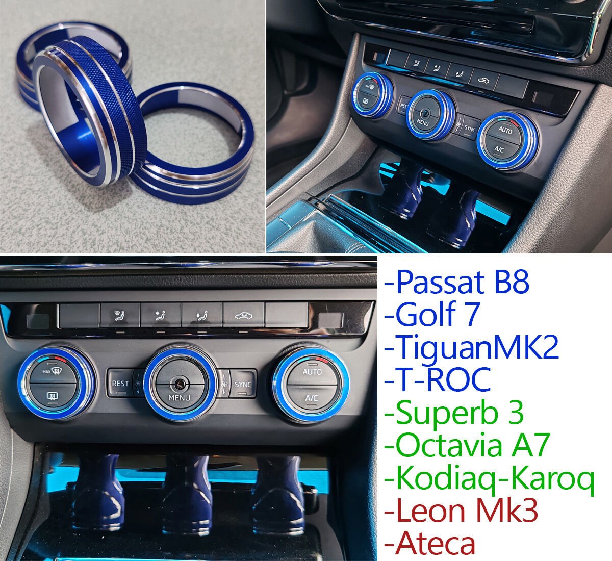 Mavi Klima Buton Halkası PASSAT GOLF TIGUAN ATECA LEON OCTAVIA SUPERB